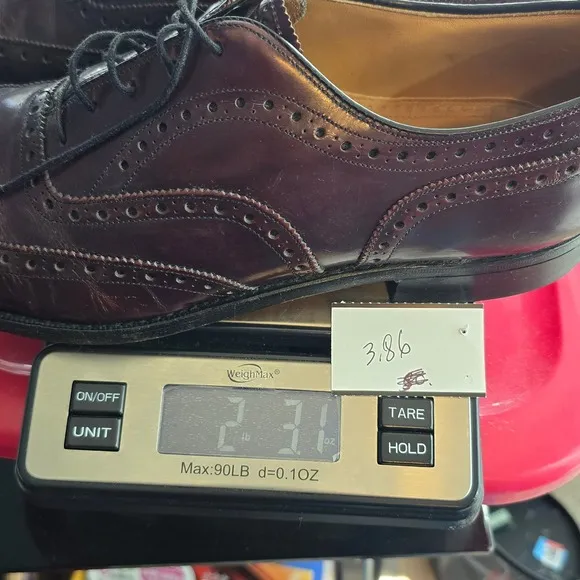 Johnston &amp; Murphy Wingtip Oxford Dress Shoes Leather Burgundy Men 10.5 D 24-8559