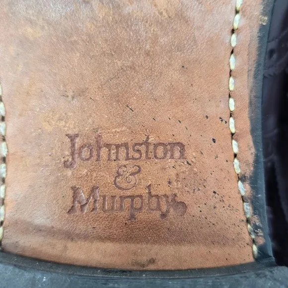 Johnston &amp; Murphy Wingtip Oxford Dress Shoes Leather Burgundy Men 10.5 D 24-8559