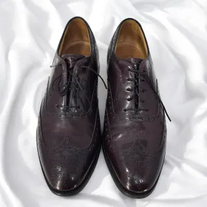 Johnston &amp; Murphy Wingtip Oxford Dress Shoes Leather Burgundy Men 10.5 D 24-8559