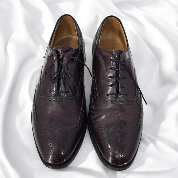 Johnston &amp; Murphy Wingtip Oxford Dress Shoes Leather Burgundy Men 10.5 D 24-8559