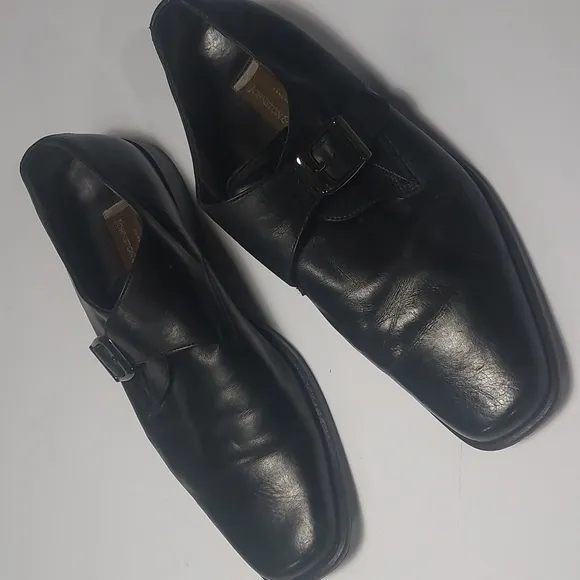 JOHNSTON and MURPHY Men's Black Leather Monk Strap Shoes Size 12