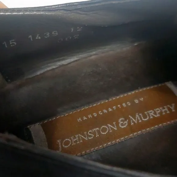 JOHNSTON and MURPHY Men's Black Leather Monk Strap Shoes Size 12