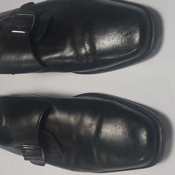 JOHNSTON and MURPHY Men's Black Leather Monk Strap Shoes Size 12