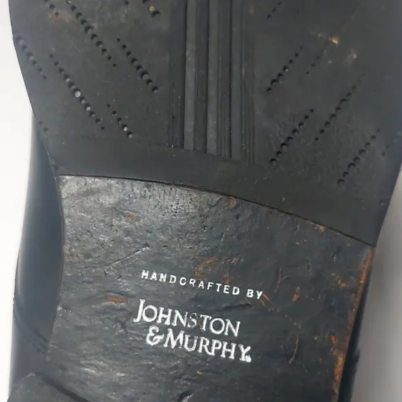 JOHNSTON and MURPHY Men's Black Leather Monk Strap Shoes Size 12