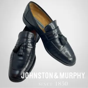Johnston Murphy Men's Shoes Made in Italy Black Leather Tassel Loafer