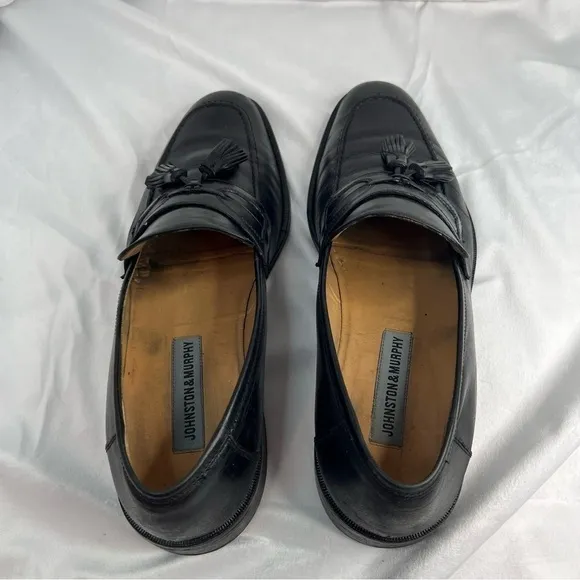 Johnston Murphy Men's Shoes Made in Italy Black Leather Tassel Loafer