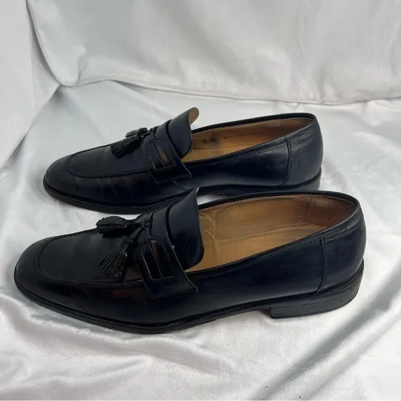 Johnston Murphy Men's Shoes Made in Italy Black Leather Tassel Loafer