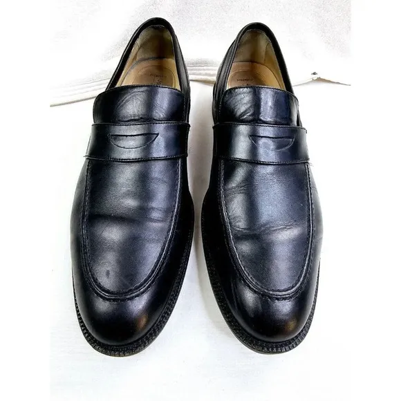 Johnston Murphy Signature Series Size 11.5M Mens Black Sheepskin Leather Loafers