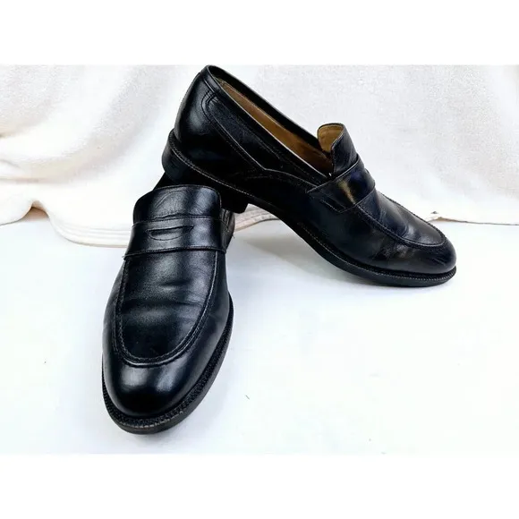 Johnston Murphy Signature Series Size 11.5M Mens Black Sheepskin Leather Loafers