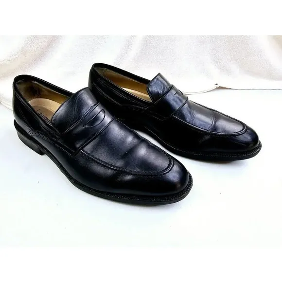 Johnston Murphy Signature Series Size 11.5M Mens Black Sheepskin Leather Loafers