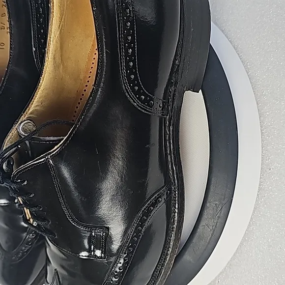 Johnston&amp;Murphy shoes Optima Men 10D Black Wingtip Oxford Dress Shoes      USA