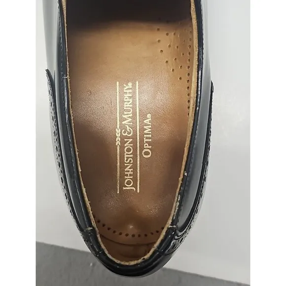 Johnston&amp;Murphy shoes Optima Men 10D Black Wingtip Oxford Dress Shoes      USA