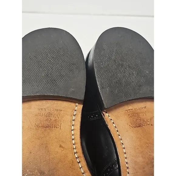 Johnston&amp;Murphy shoes Optima Men 10D Black Wingtip Oxford Dress Shoes      USA
