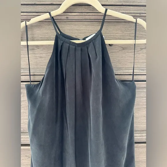 Joie 100% Silk Black Chace Sleeveless Sheath Dress EUC Halter Racerback Mini LBD
