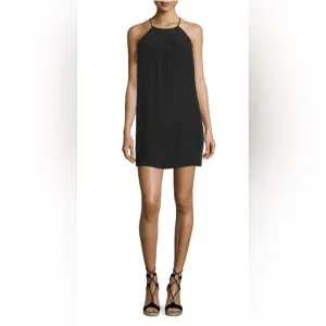 Joie 100% Silk Black Chace Sleeveless Sheath Dress EUC Halter Racerback Mini LBD