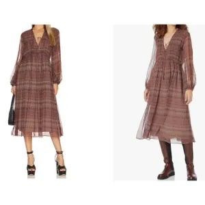 Joie Alquina Midi Silk Dress in Anise Flower NWT XS