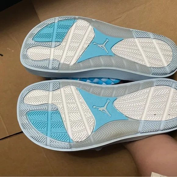 Jordan Blue and White Woven Slip-On Sandals