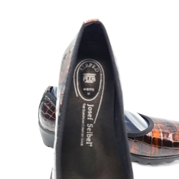 Josef Seibel Bridget Brown Patent Size 8 Croc Print Wedge Airped Loafer