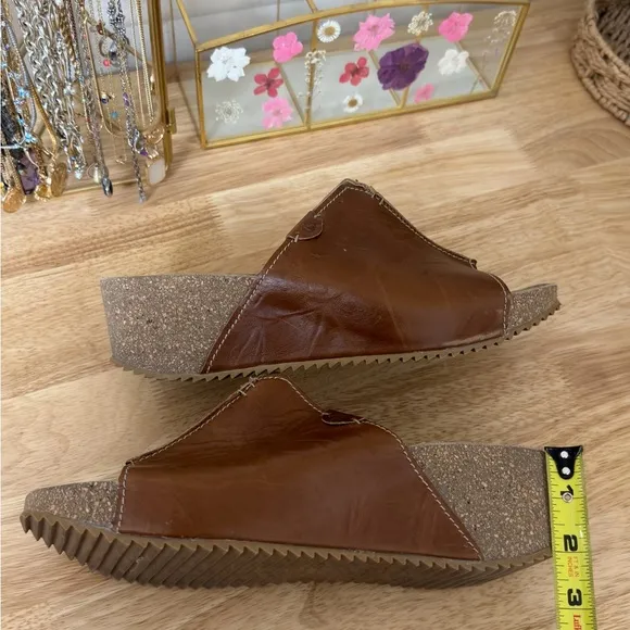 Josef Seibel Meike Brown Leather Wedge Sandals Size 41 Casual Comfort Designer