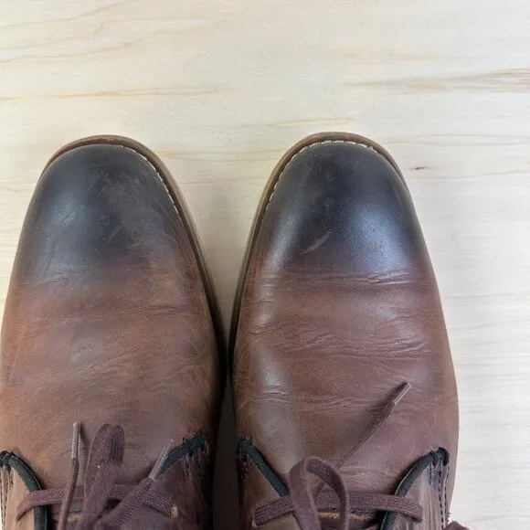 Joseph Abboud Men's Leather Shoes 8.5 D Oiled Graduated Brown‎ Lace Up Dress