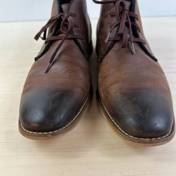 Joseph Abboud Men's Leather Shoes 8.5 D Oiled Graduated Brown‎ Lace Up Dress