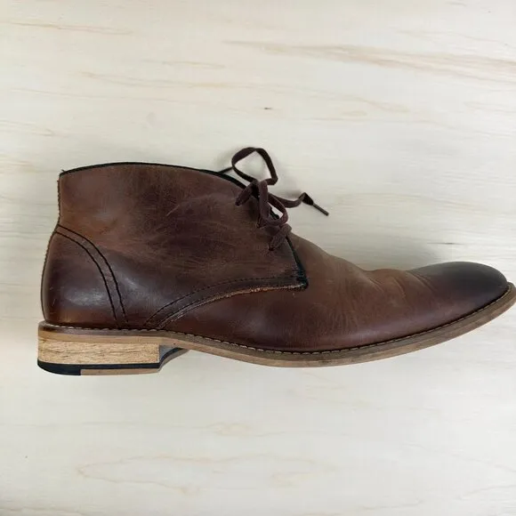 Joseph Abboud Men's Leather Shoes 8.5 D Oiled Graduated Brown‎ Lace Up Dress