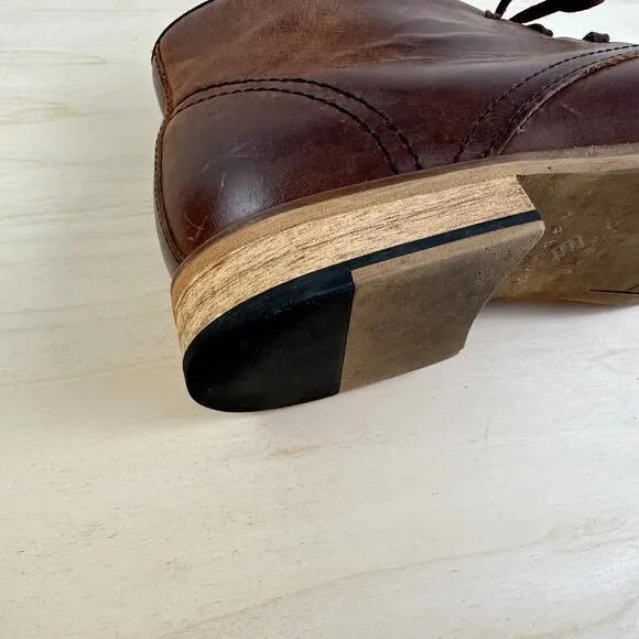 Joseph Abboud Men's Leather Shoes 8.5 D Oiled Graduated Brown‎ Lace Up Dress