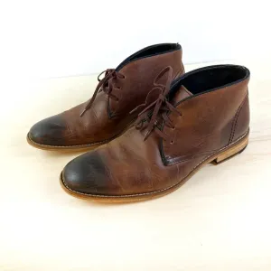Joseph Abboud Men's Leather Shoes 8.5 D Oiled Graduated Brown‎ Lace Up Dress