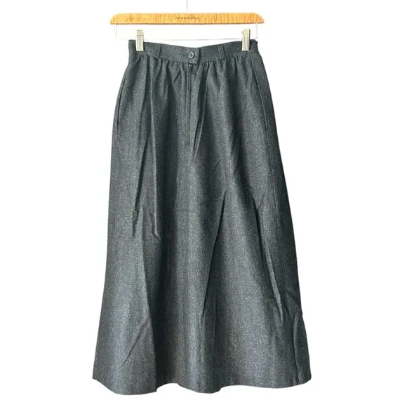 JOSEPH JANARD Vintage 80s Sz FR 34 | US 2 Wool A-Line Midi Skirt Modest Pleated