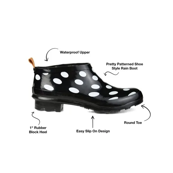 Journee Collection Womens Rainer Block Heel Rain BootsBlack Dot