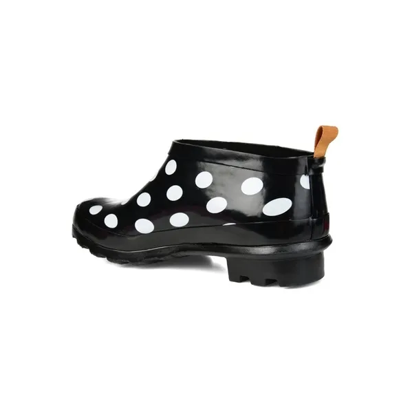 Journee Collection Womens Rainer Block Heel Rain BootsBlack Dot