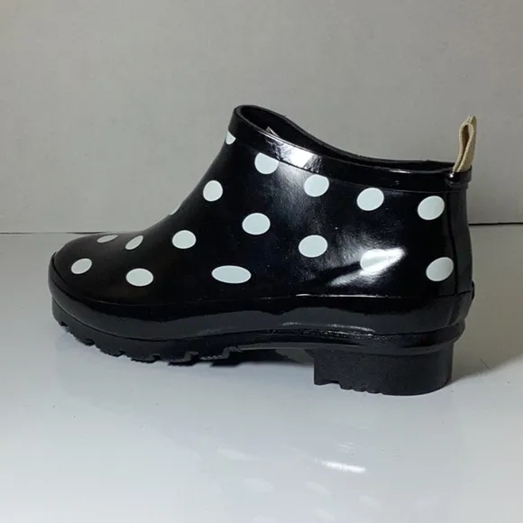 Journee Collection Womens Rainer Block Heel Rain BootsBlack Dot