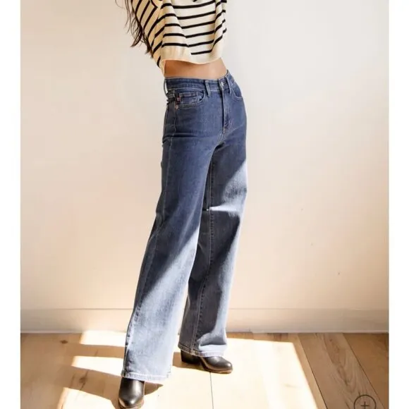 Judy Blue High Rise Vintage Wide Leg Jeans Medium Wash 7/28