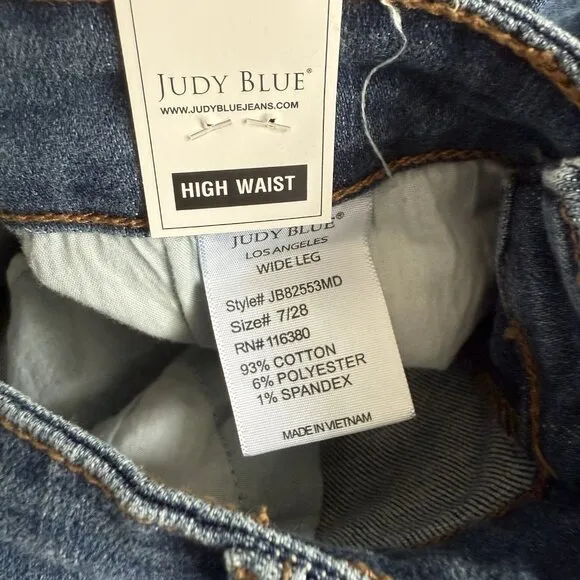 Judy Blue High Rise Vintage Wide Leg Jeans Medium Wash 7/28