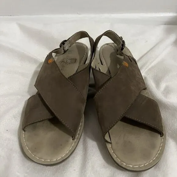 Jungle Women Sandals Size 10.5 - 11 EU 41 Brown Nubuck Leather Wedge Strappy