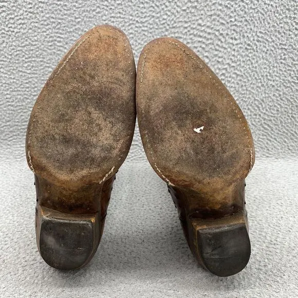 Justin Boots Men's 7.5/8 Tan Brown Cowboy‎ Ostrich Shoes Western Cuban Heel USA