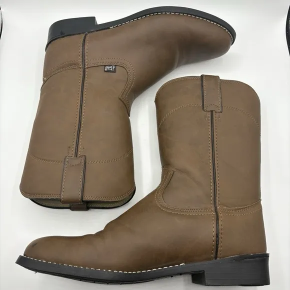 Justin Boots Men's Brown Cowboy Leather Western Boots 9D JB3001 Read