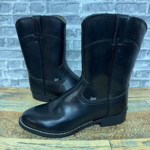 Justin Boots Temple Round Toe Cowboy Black Casual Boots JB3000 Mens Size 9‎ EE