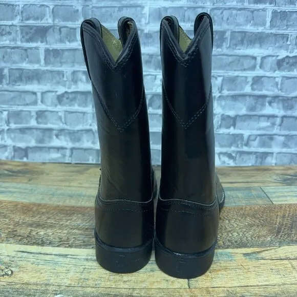 Justin Boots Temple Round Toe Cowboy Black Casual Boots JB3000 Mens Size 9‎ EE