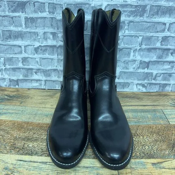 Justin Boots Temple Round Toe Cowboy Black Casual Boots JB3000 Mens Size 9‎ EE