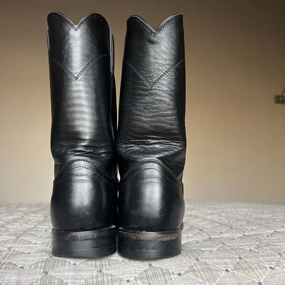 Justin Comb Last Style 3133 Black Leather Roper Western Cowboy Boots Men’s 8.5 D