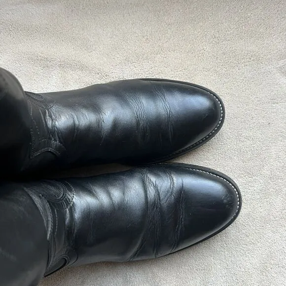 Justin Comb Last Style 3133 Black Leather Roper Western Cowboy Boots Men’s 8.5 D