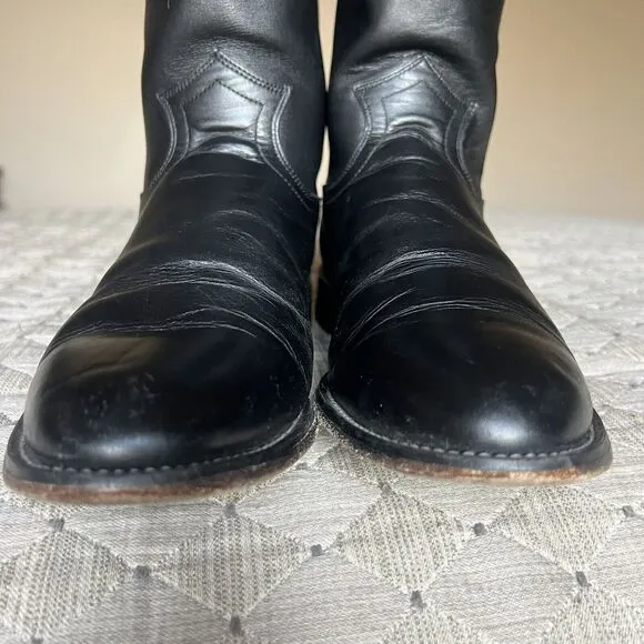 Justin Comb Last Style 3133 Black Leather Roper Western Cowboy Boots Men’s 8.5 D
