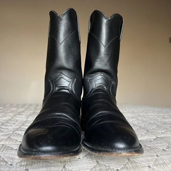 Justin Comb Last Style 3133 Black Leather Roper Western Cowboy Boots Men’s 8.5 D