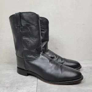 Justin Cowboy Boots 13 D Black Leather Roper Western Rodeo 3133 Rockabilly Ranch