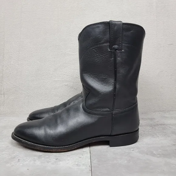Justin Cowboy Boots 13 D Black Leather Roper Western Rodeo 3133 Rockabilly Ranch