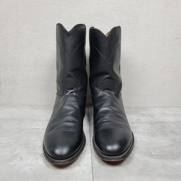 Justin Cowboy Boots 13 D Black Leather Roper Western Rodeo 3133 Rockabilly Ranch