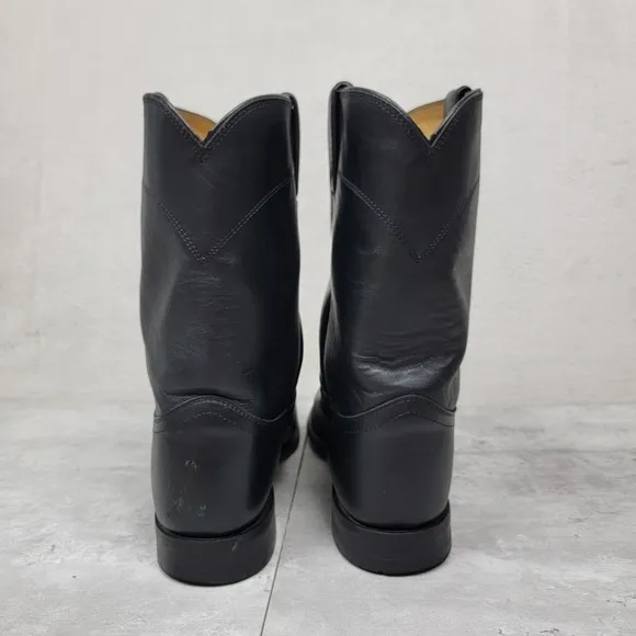 Justin Cowboy Boots 13 D Black Leather Roper Western Rodeo 3133 Rockabilly Ranch