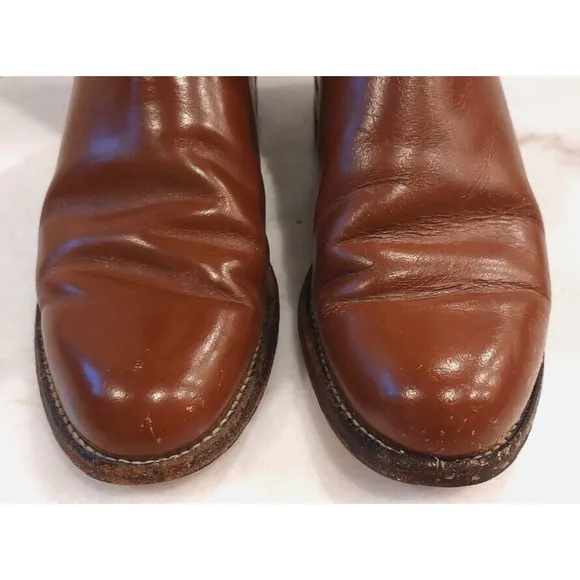 Justin Ropers Womens Sz 4.5 C Round Toe Brown Leather Western Cowboy Boots L3802
