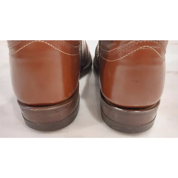Justin Ropers Womens Sz 4.5 C Round Toe Brown Leather Western Cowboy Boots L3802
